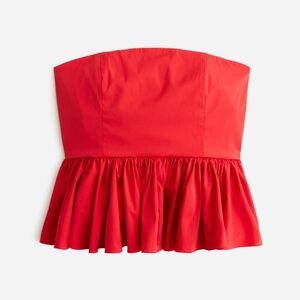 NWT J. Crew strapless taffeta peplum top red size 8
